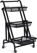 3 Tiers Rolling Metal Storage Cart with Lock Wheels F613