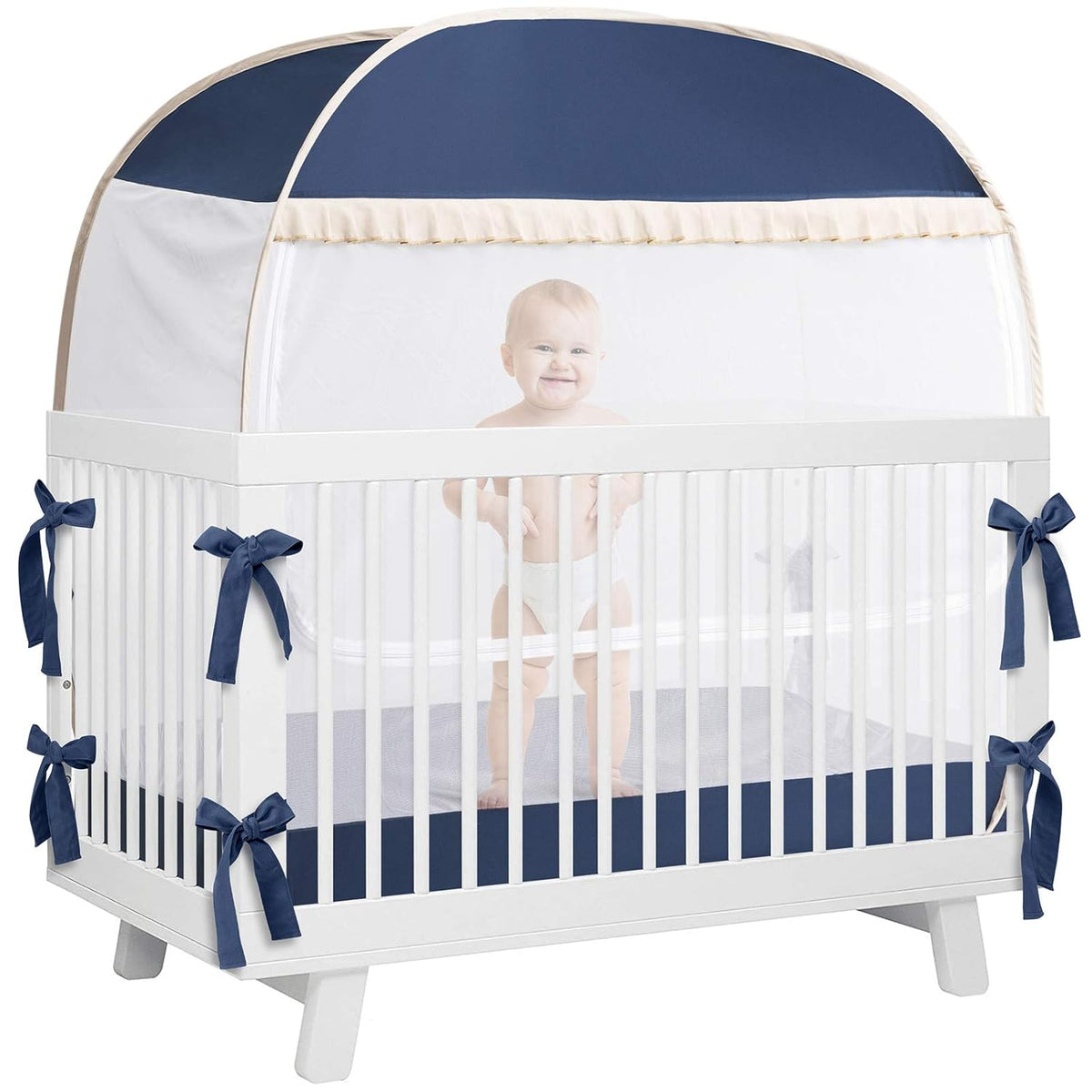 Baby Pop Up Tent, See-Through Breathable Safety Crib Canopy G6533