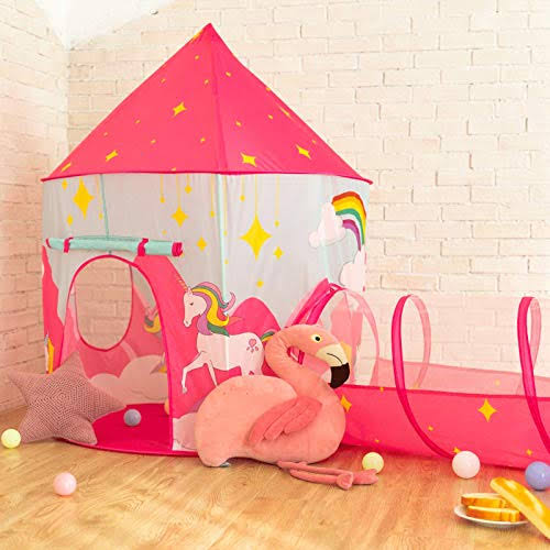 3pcs Kids Play Tent, Crawl Tunnel & Ball Pit with Basketball Hoop B38165