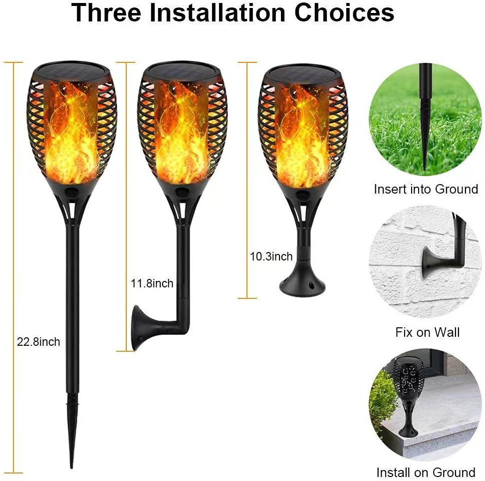 6 Pack Waterproof Solar Torch Light with Flickering Flame I70578