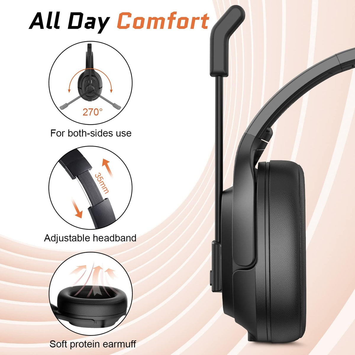 Noise Canceling Trucker Bluetooth Headset with Microphone N819410