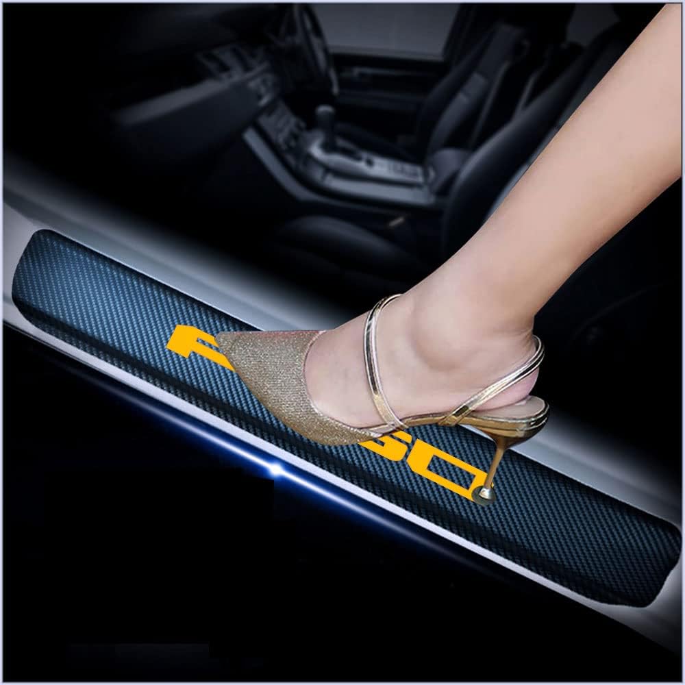 4Pcs Carbon Fiber Car Door Sill Scuff Plate Cover Pink C648