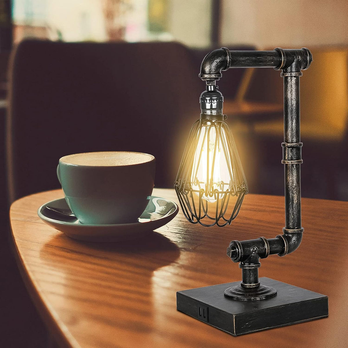 Industrial Touch Control Dimmable Table Lamp with USB Ports G198
