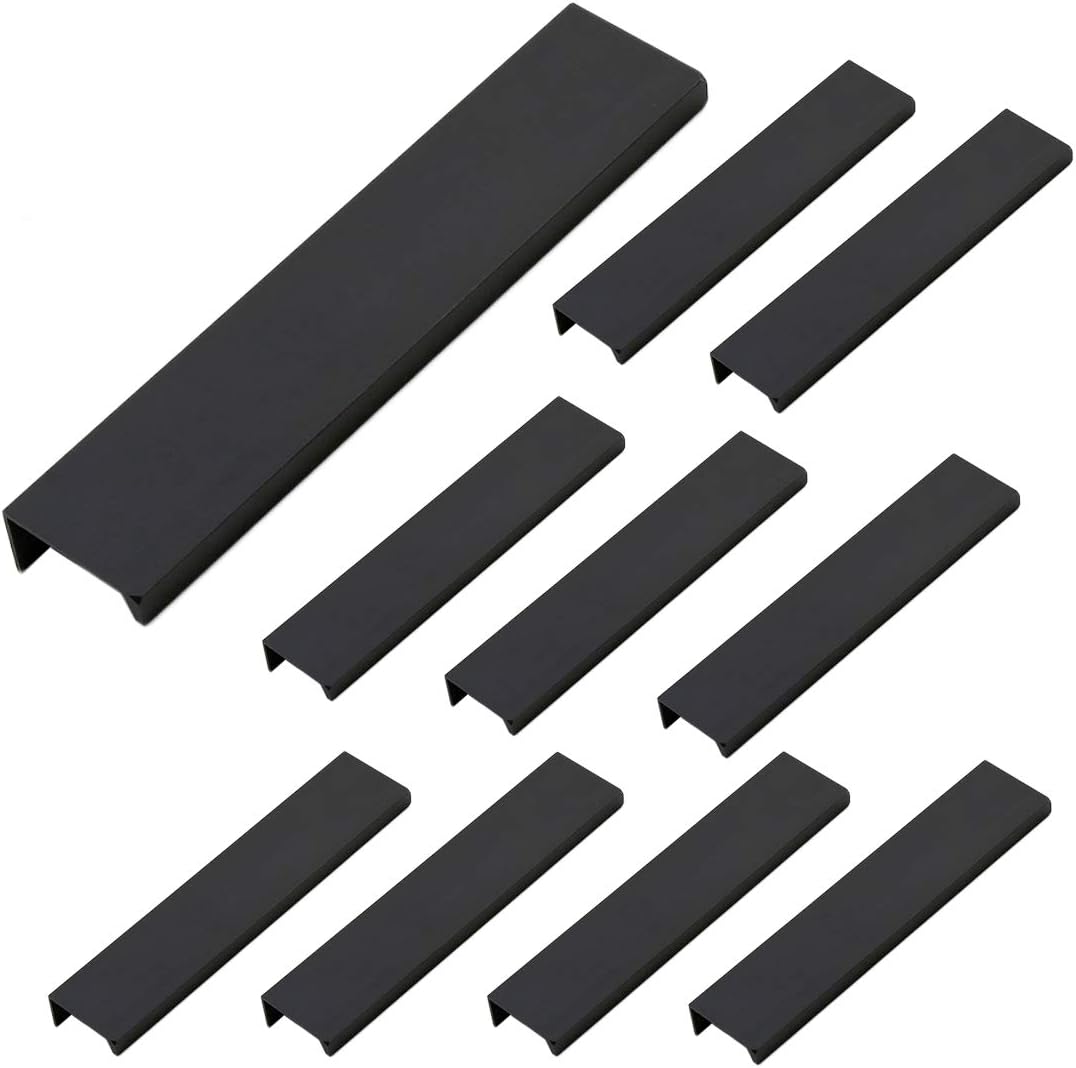 Flat Black Aluminum Edge Pull Concealed Handle 10PCS Z928