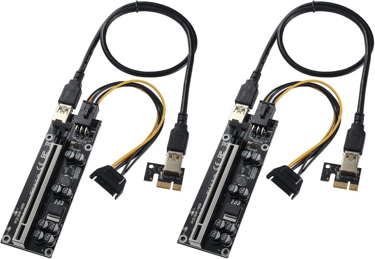 PCIE Riser with 6PIN SATA Power Cable and 60cm USB 3.0 Cable, 6 Pack Q807