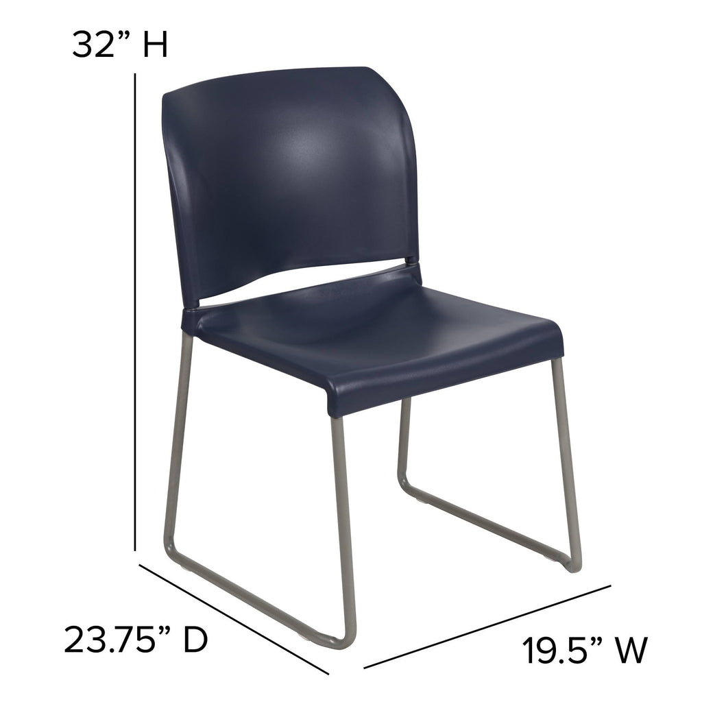 Navy Contoured Stack Chair with Sled Base N974250