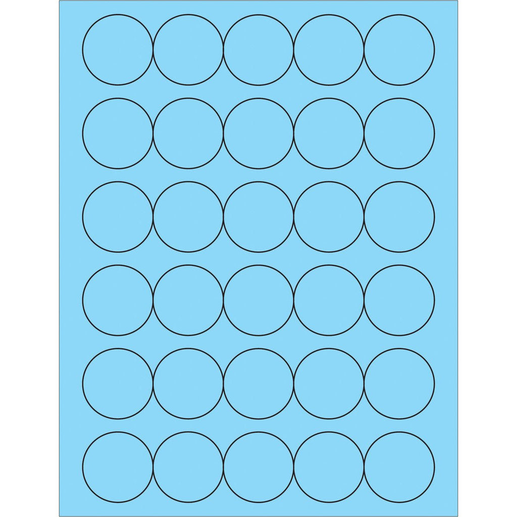 Fluorescent Pastel Blue Circle Laser Labels B5715