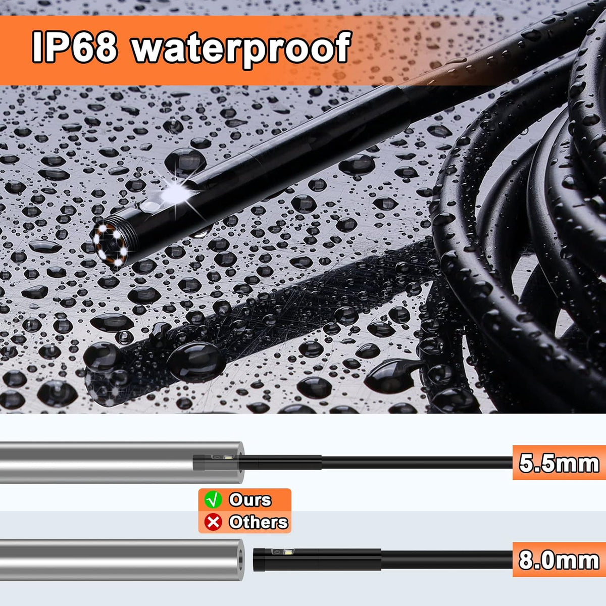 1080P Dual Lens IP68 Waterproof Inspection Camera B5378