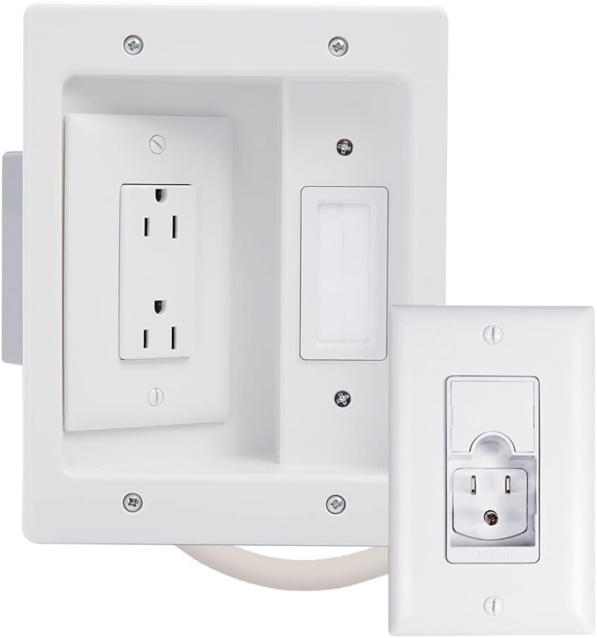 Recessed In Wall TV Power Kit White T21961