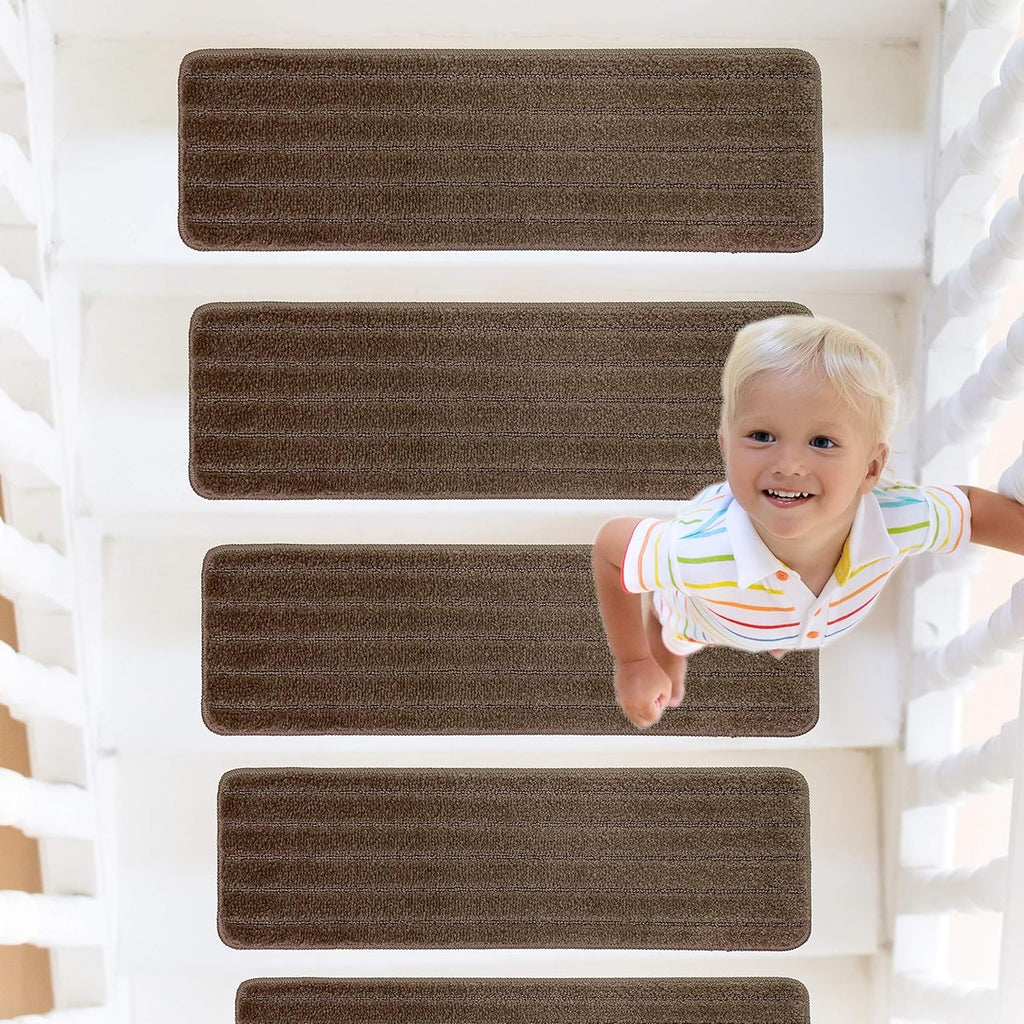 Taupe 13 Pcs Set Slip Resistant Machine Washable Stair Treads M700