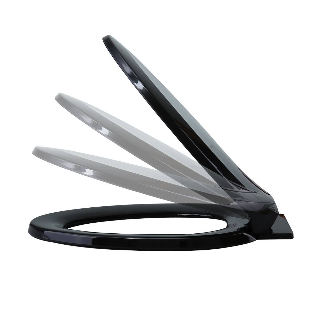 2 No Slam Easy Close Black Plastic Elongated Toilet Seat Q99954