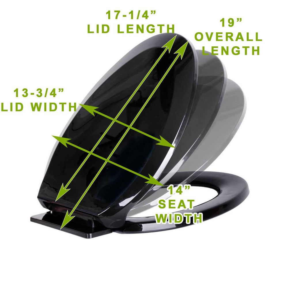 2 No Slam Easy Close Black Plastic Elongated Toilet Seat Q99954
