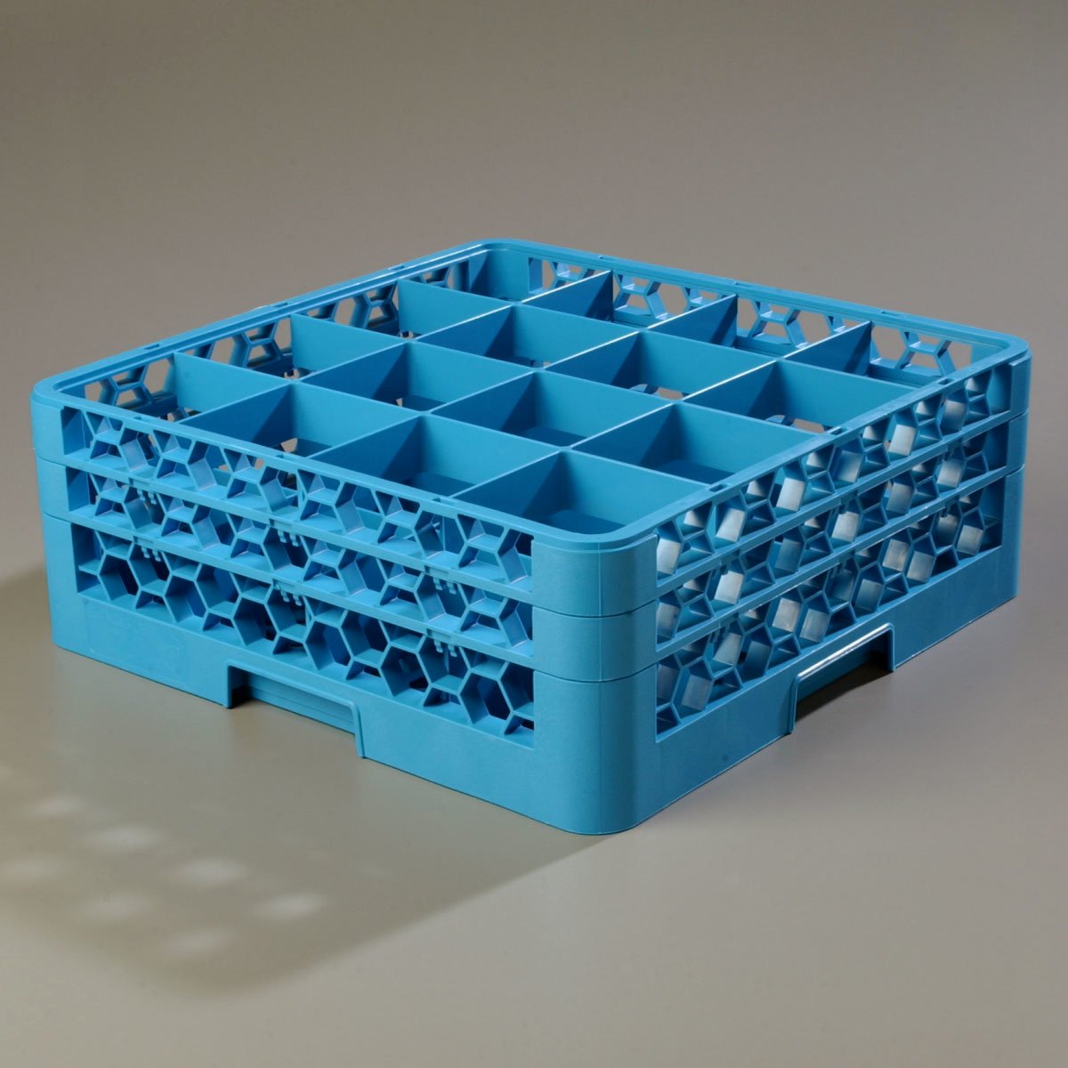 16 Compartment Glass Rack with 2 Extenders, Blue E838