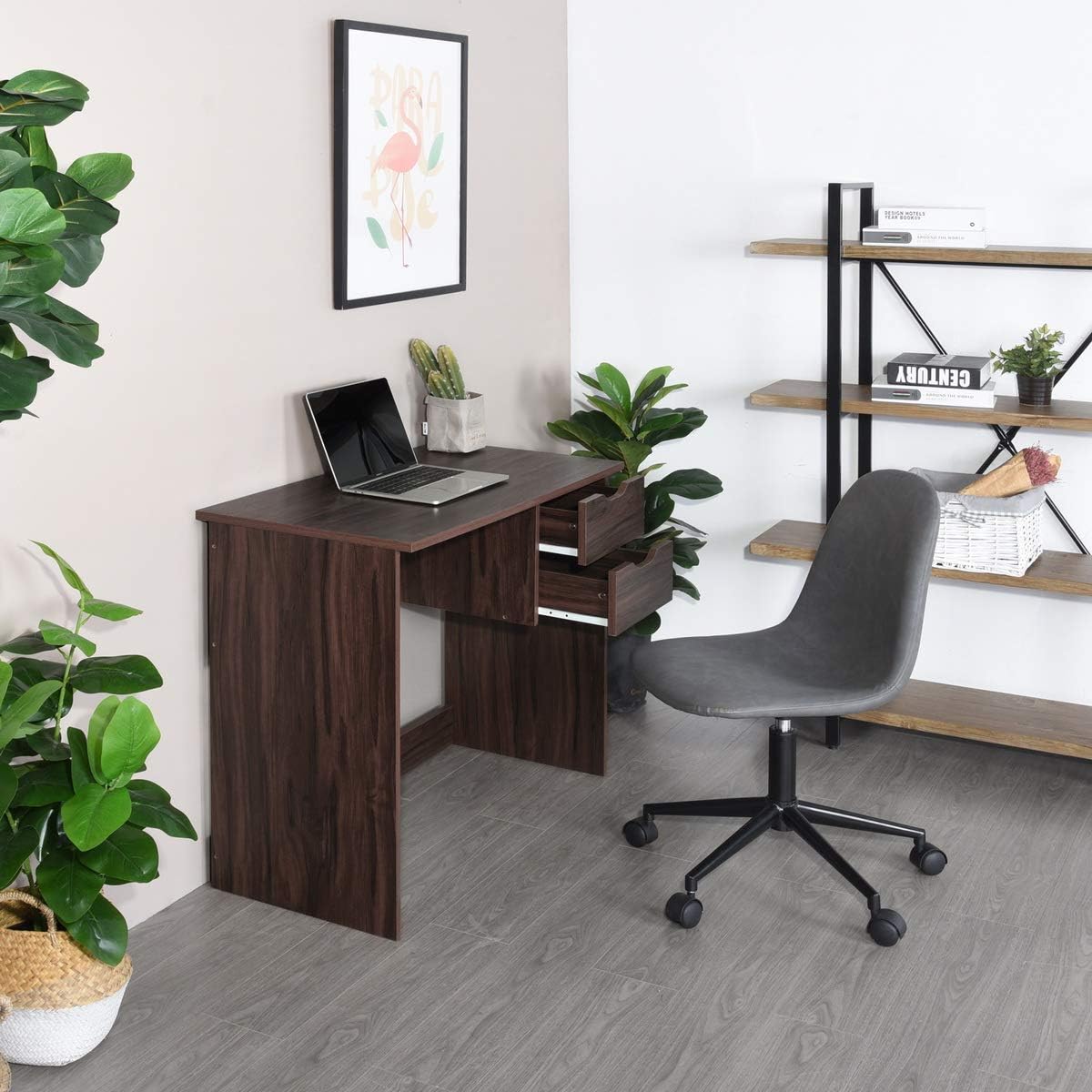 Computer Desk with Drawer 35.4 in Wood Workstation T37938