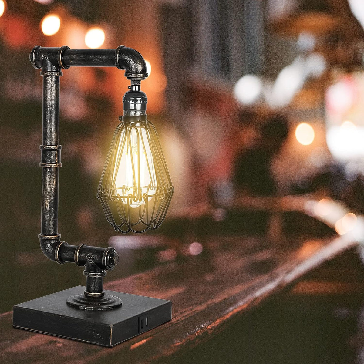 Industrial Touch Control Dimmable Table Lamp with USB Ports G198
