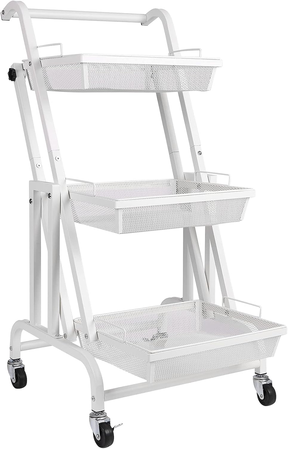 3 Tiers Rolling Metal Storage Cart with Lock Wheels F613