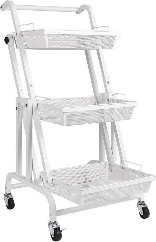 3 Tiers Rolling Metal Storage Cart with Lock Wheels F613