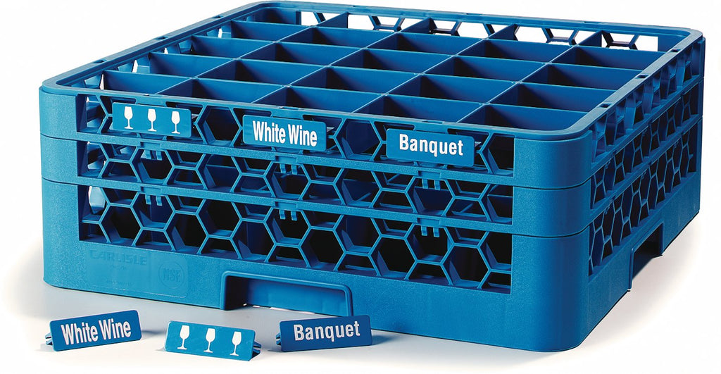 16 Compartment Glass Rack with 2 Extenders, Blue E838