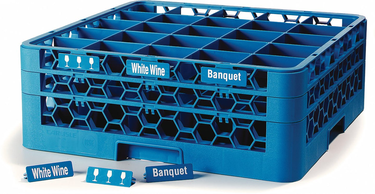 16 Compartment Glass Rack with 2 Extenders, Blue E838