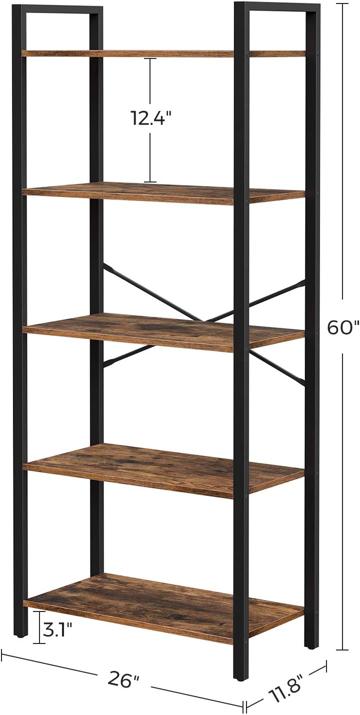 5-Tier Bookshelf with Steel Frame R630293