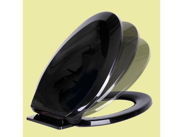 2 No Slam Easy Close Black Plastic Elongated Toilet Seat Q99954
