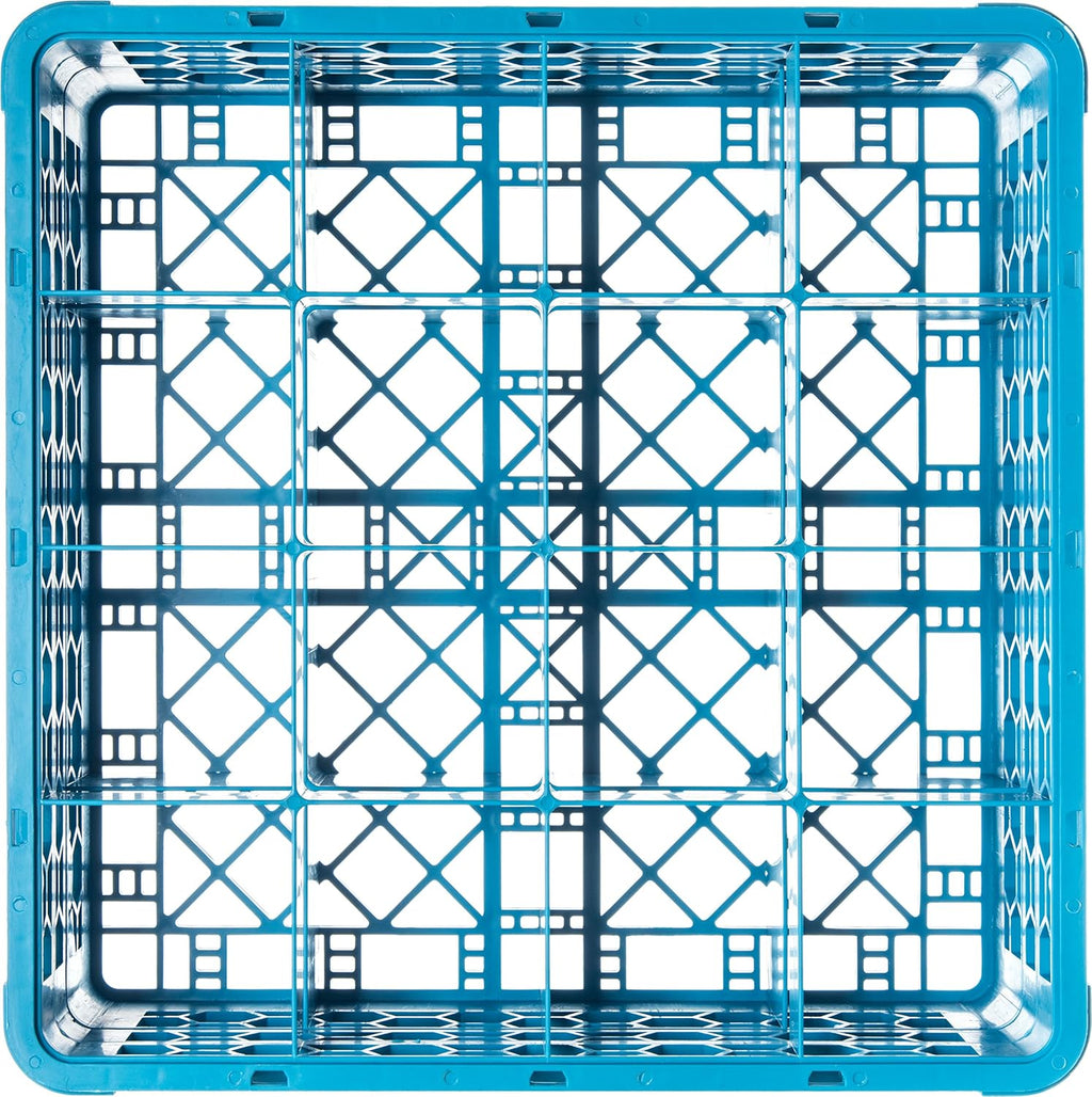 16 Compartment Glass Rack with 2 Extenders, Blue E838