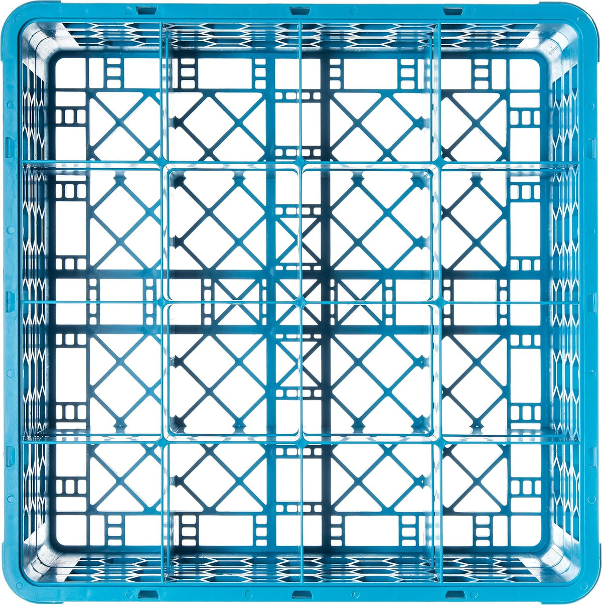 16 Compartment Glass Rack with 2 Extenders, Blue E838