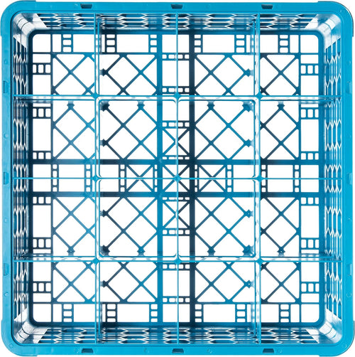 16 Compartment Glass Rack with 2 Extenders, Blue E838