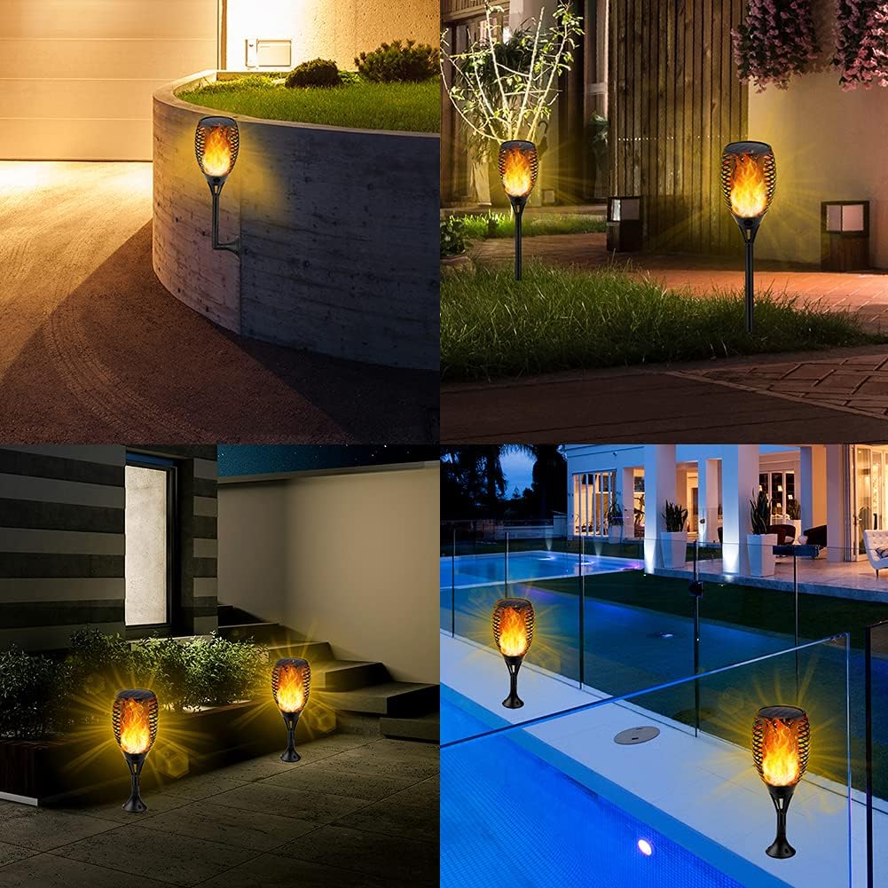 6 Pack Waterproof Solar Torch Light with Flickering Flame I70578