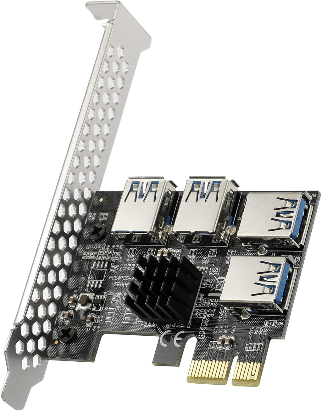 PCIE Riser with 6PIN SATA Power Cable and 60cm USB 3.0 Cable, 6 Pack Q807