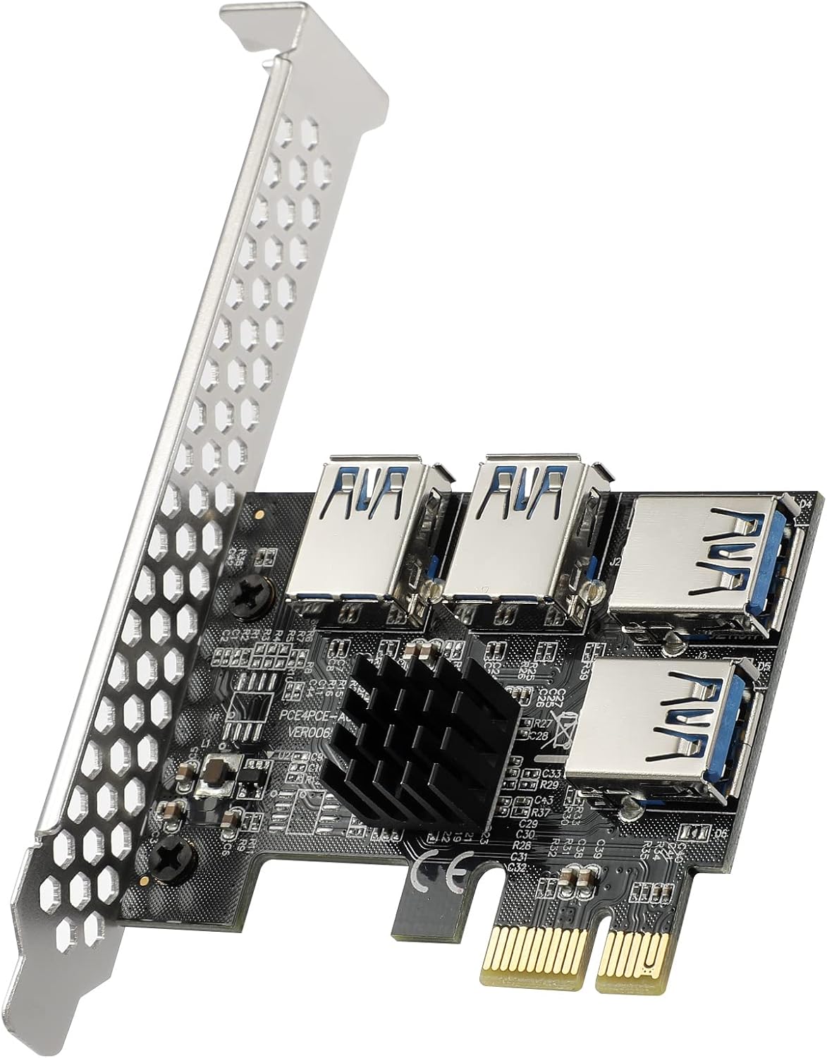 PCIE Riser with 6PIN SATA Power Cable and 60cm USB 3.0 Cable, 6 Pack Q807