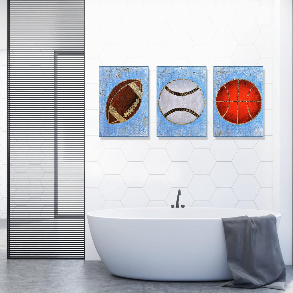 Hand Painted Canvas Wall Art 12”x16” 3 Pieces D426