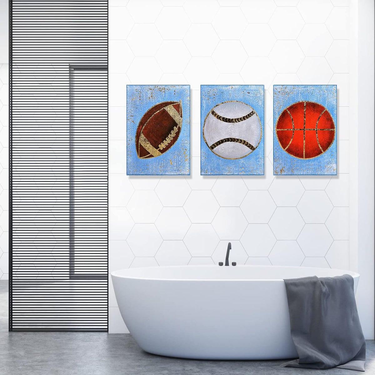 Hand Painted Canvas Wall Art 12”x16” 3 Pieces D426