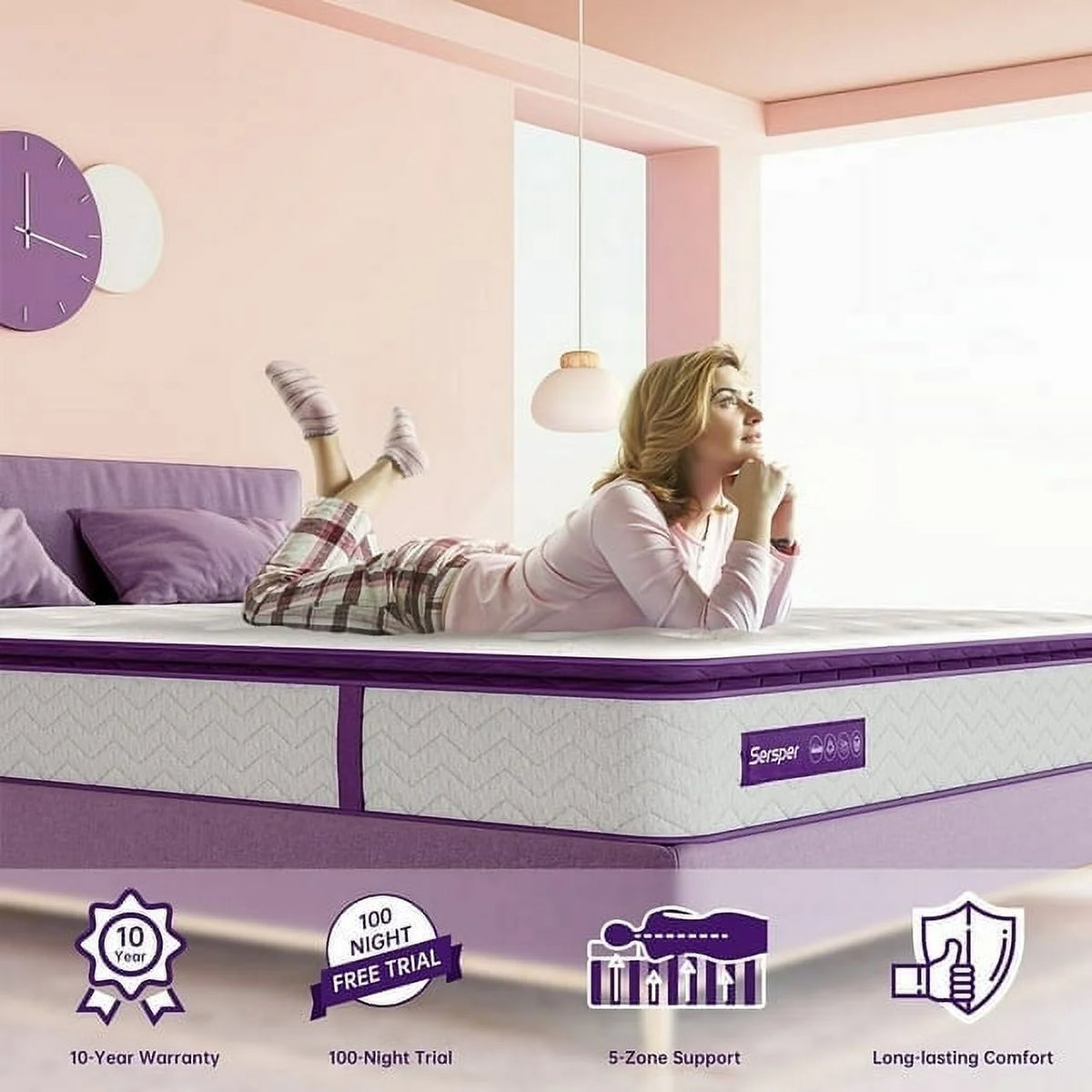 Full Size 10 inch Pillow Top Memory Foam Mattress D305192