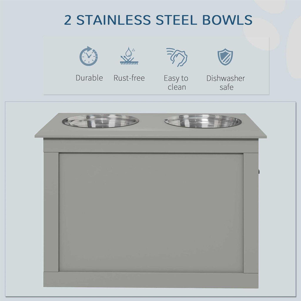 Raised Pet Feeding Station with 2 Stainless Steel Bowls B2323