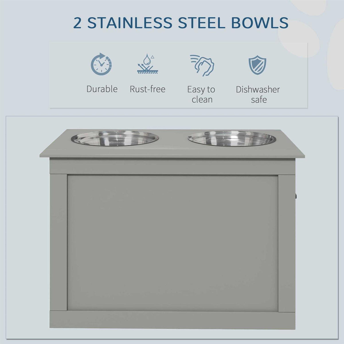 Raised Pet Feeding Station with 2 Stainless Steel Bowls B2323