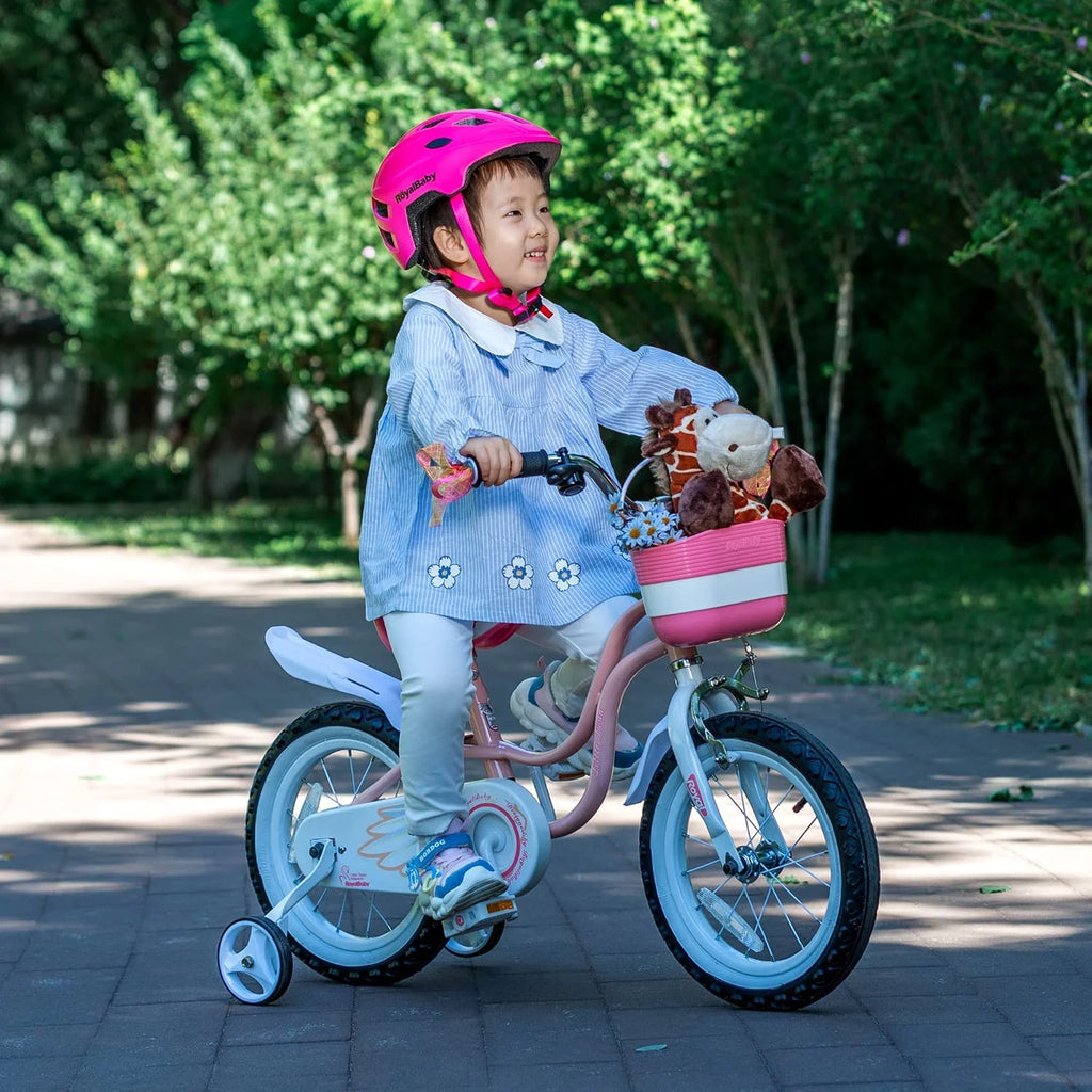 Light Pink 16 Girl's Bicycle with Training Wheels and Basket Q4016