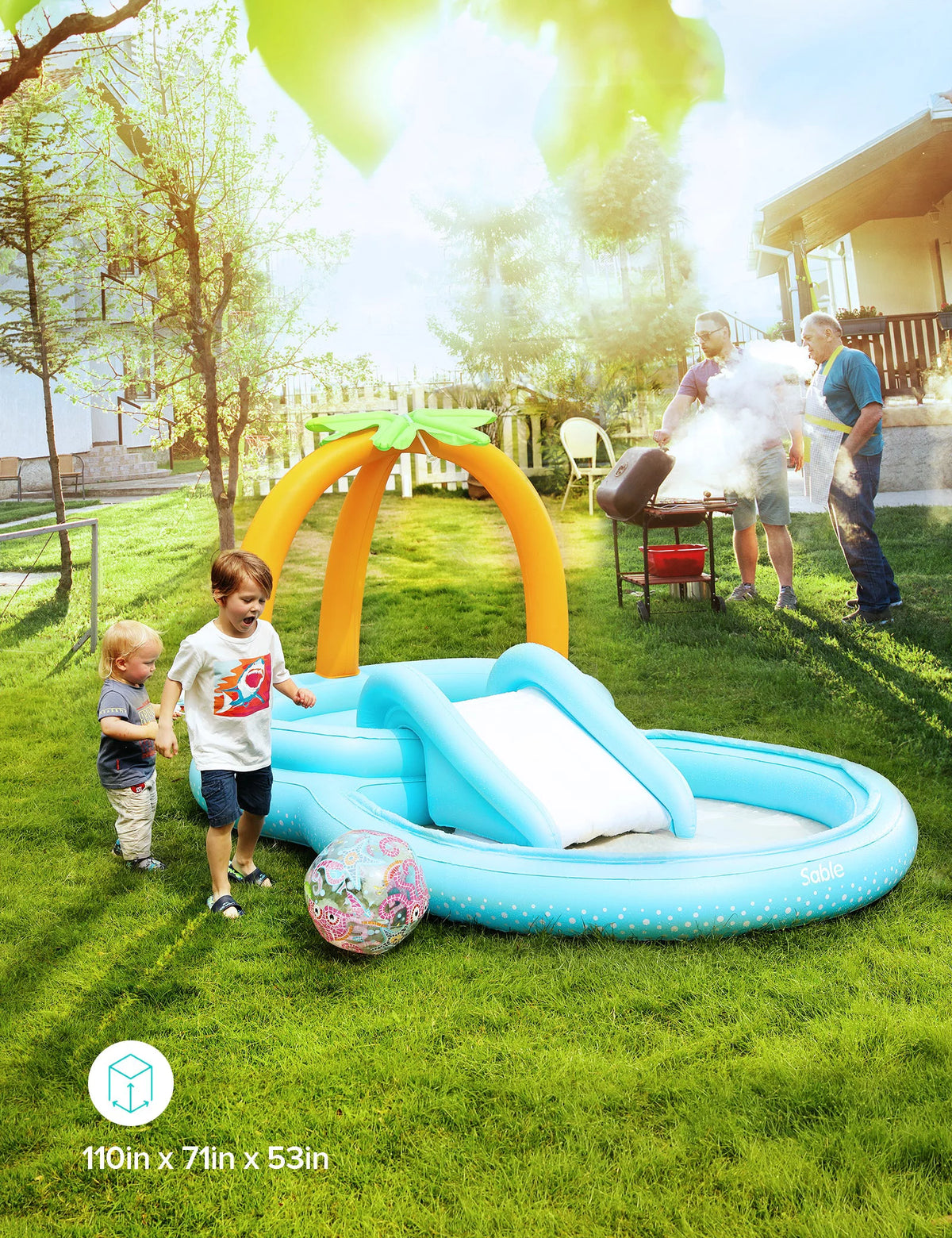 Inflatable Wading Pool with Slide 111 x 70 x 61 inch G92550
