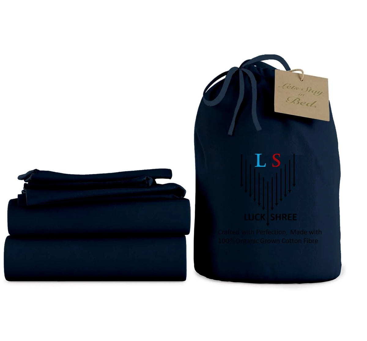 California King Size Organic Cotton Sheet Set Navy Blue V511004