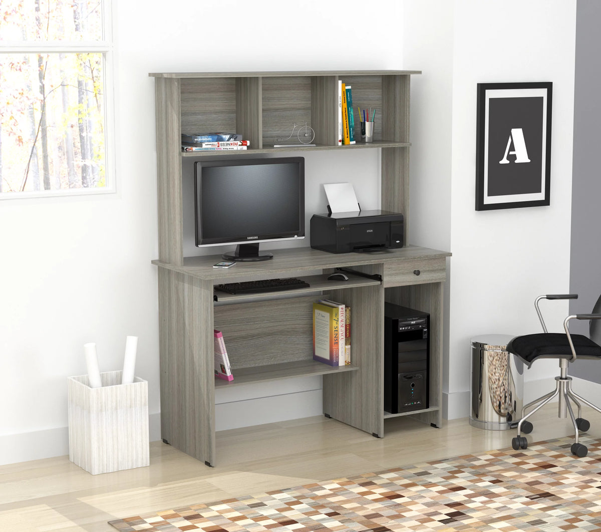 Computer Desk and Hutch with Drawer Y97439
