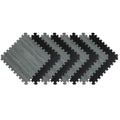 25 x 25 Reversible Foam Flooring, Gray Wood & Black, 8 Tiles S4211