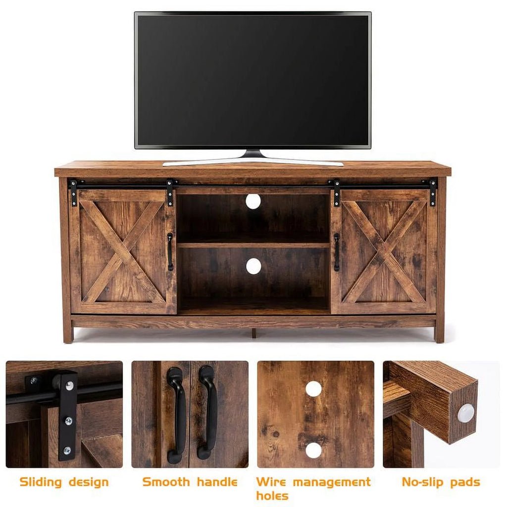 58 Farmhouse Sliding Barn Door TV Stand B5069
