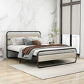 Queen Size Metal Platform Bed Frame with Upholstered Headboard L441