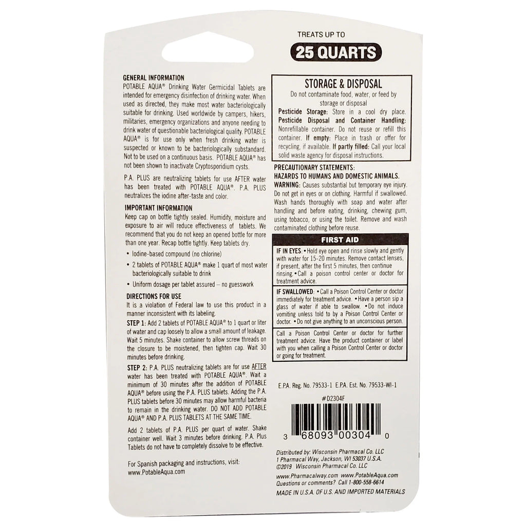 Water Purification Tablets, Two 50 Count Bottles R4066
