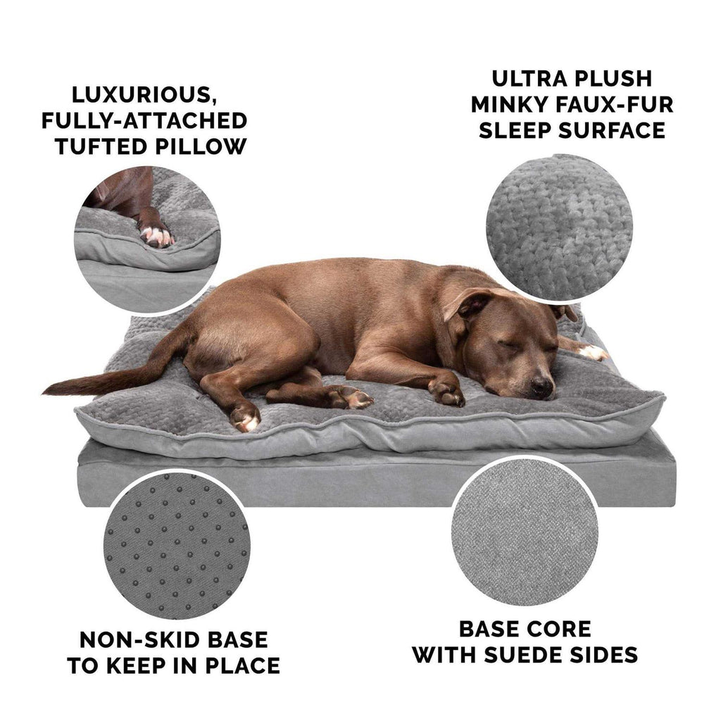 Mink Fur & Suede Pillow-Top Orthopedic Dog Bed B560