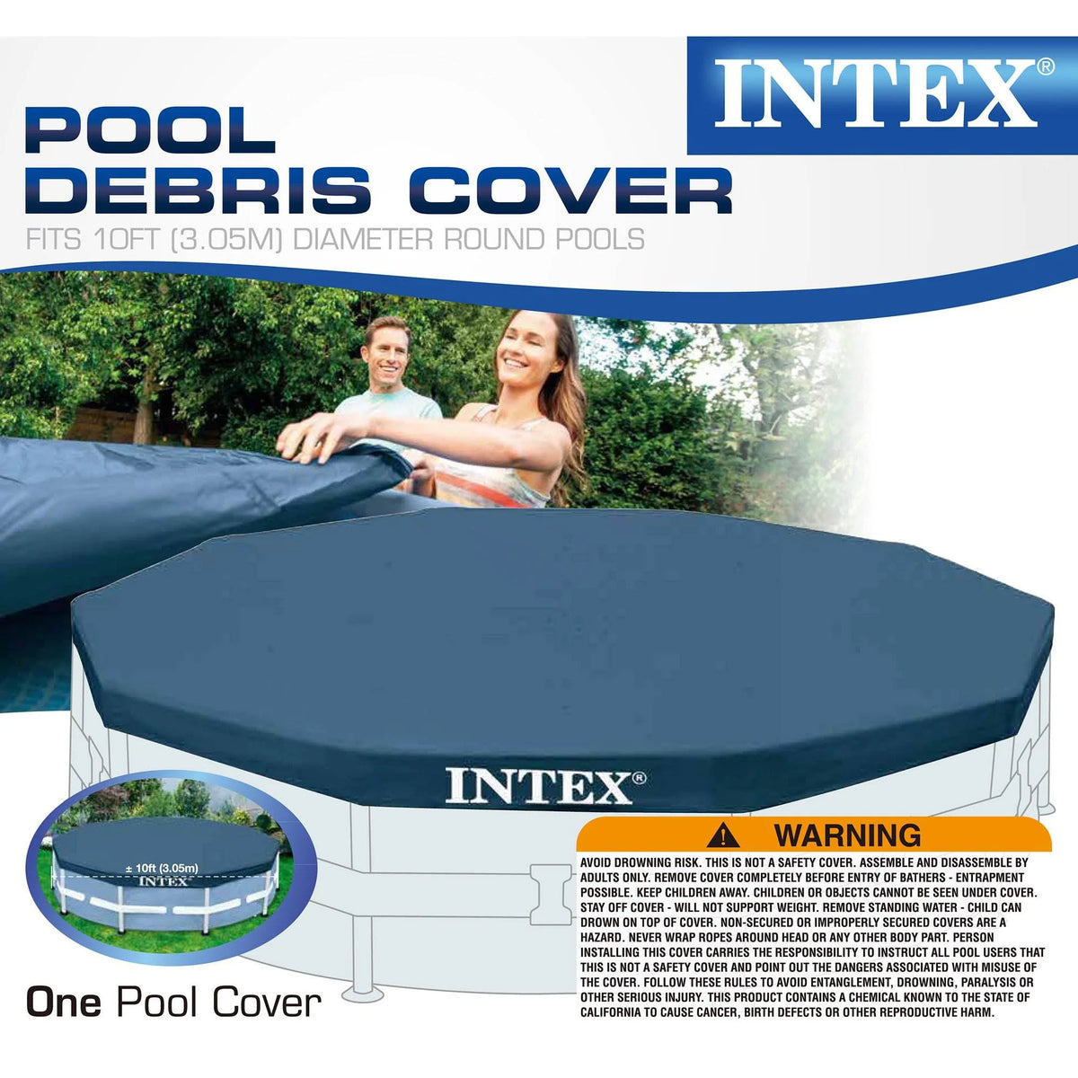 10' x 30 Metal Frame Round Outdoor Swimming Pool with Filter Pump & Cover U694