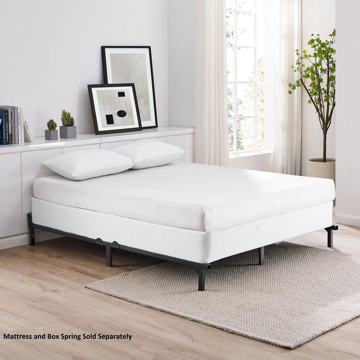 Adjustable Metal Bed Frame, Black, Twin - Queen L48830