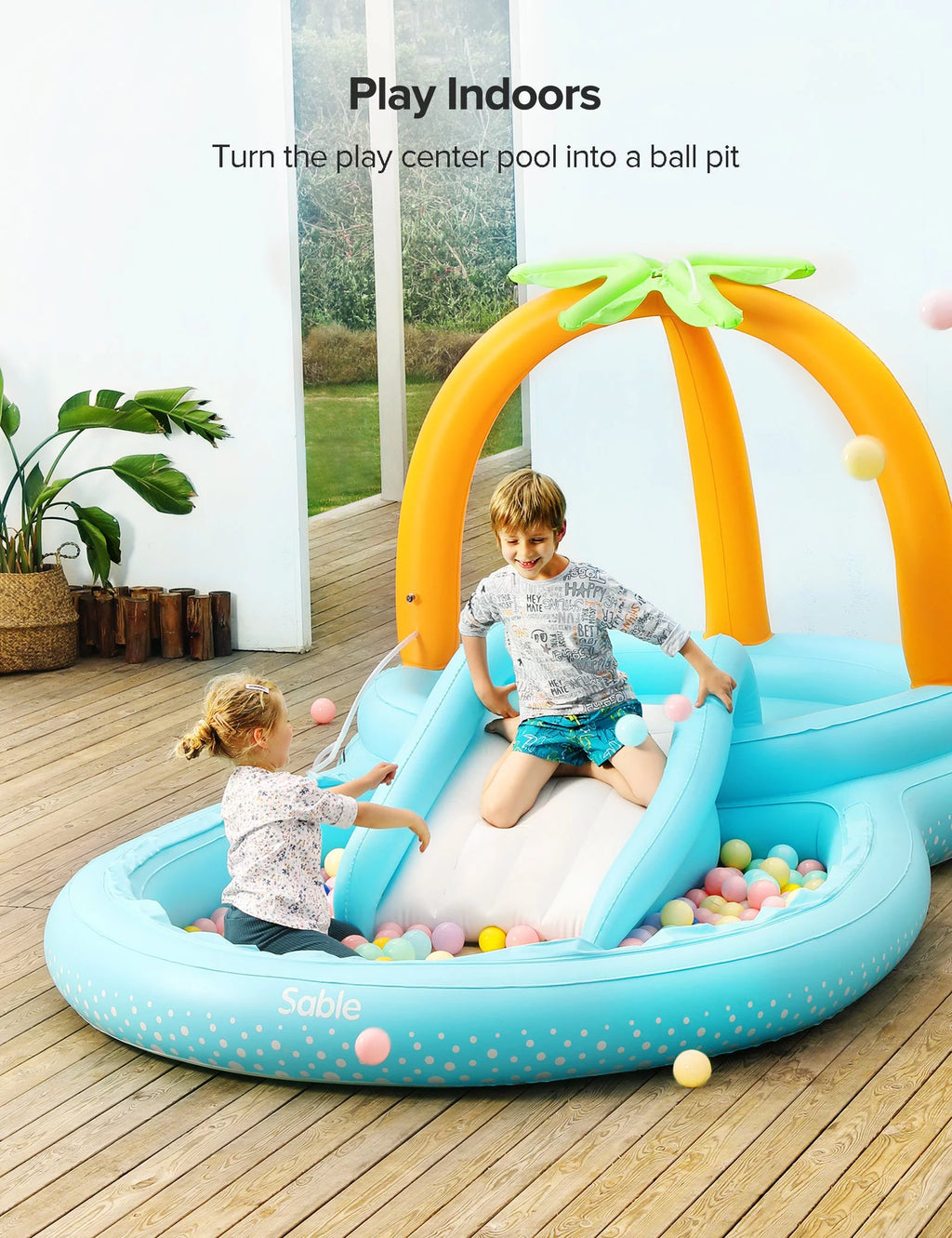 Inflatable Wading Pool with Slide 111 x 70 x 61 inch G92550