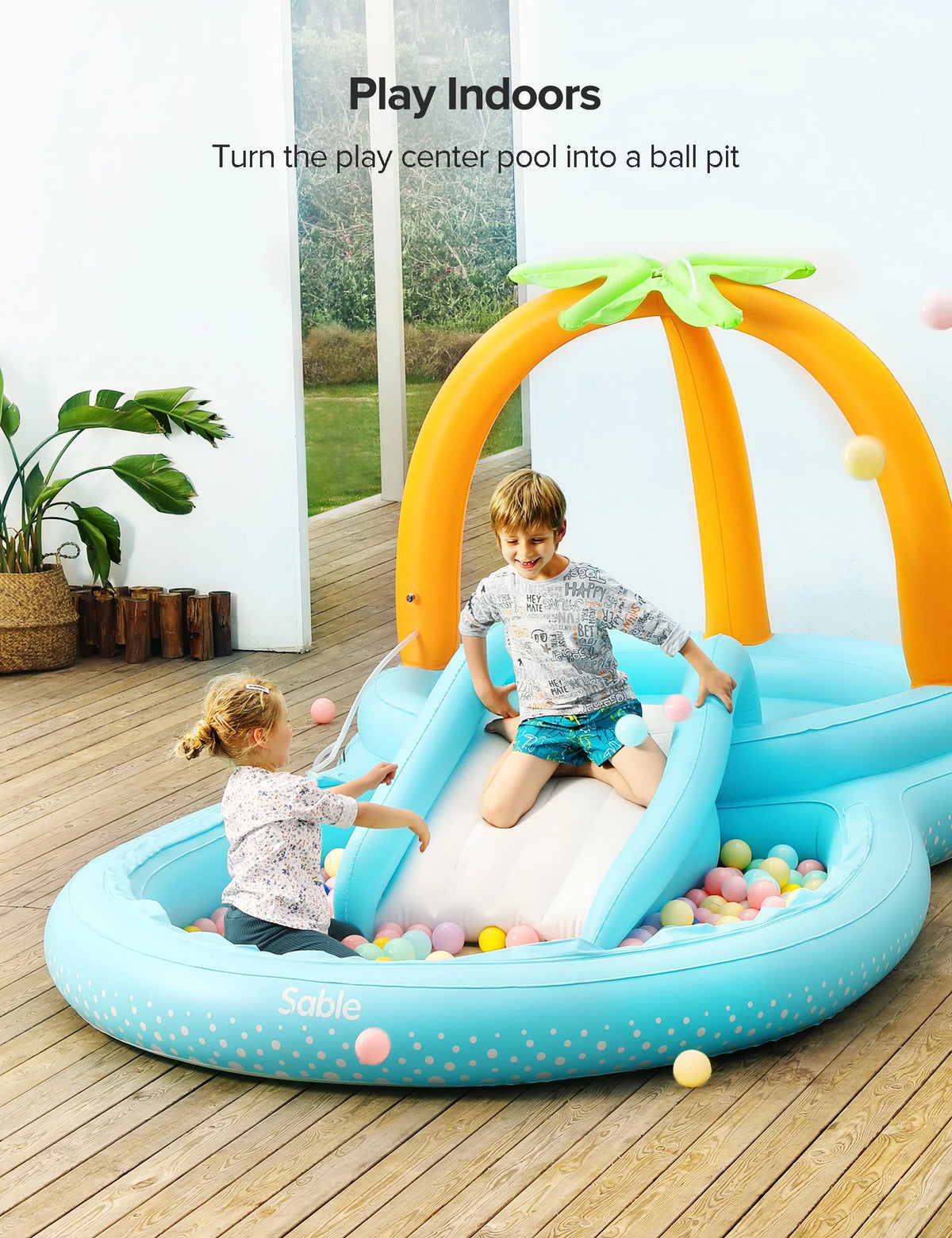 Inflatable Wading Pool with Slide 111 x 70 x 61 inch G92550