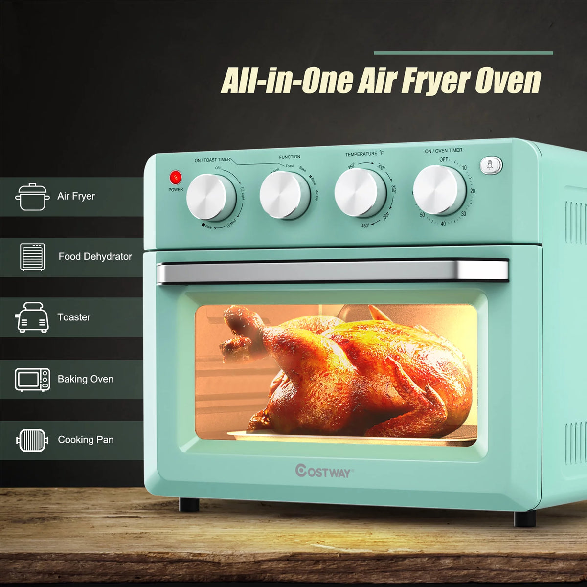 19 QT Air Fryer Toaster Oven with 5 Accessories E7074